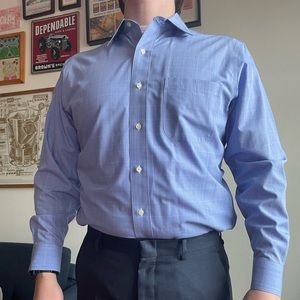 Brooks brothers slim fit non iron button down, blue collared shirt, dress shirt